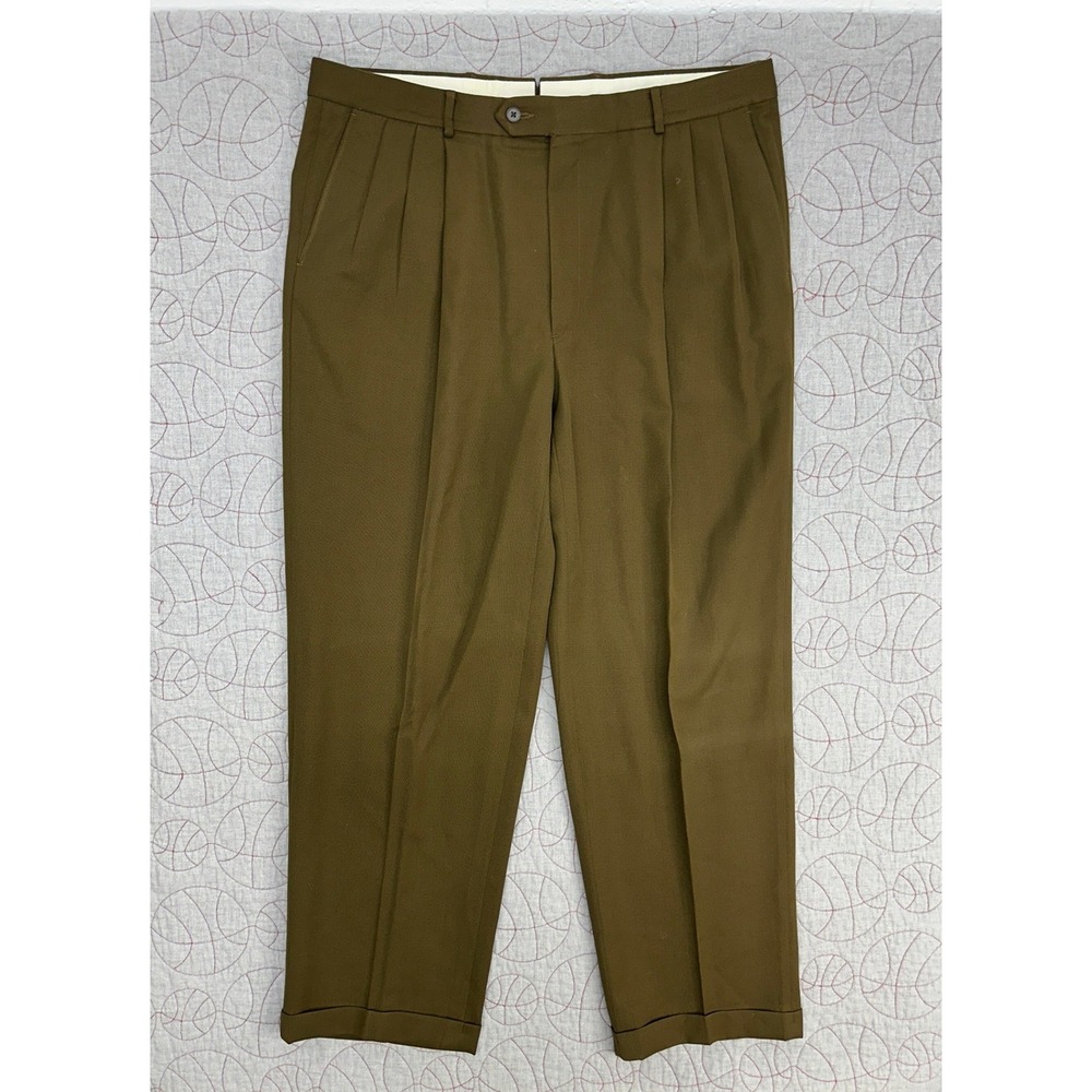 VTG Monsieur by Givenchy Dress Pants Brown Pleated Cuffed Relaxed / Mens 38R